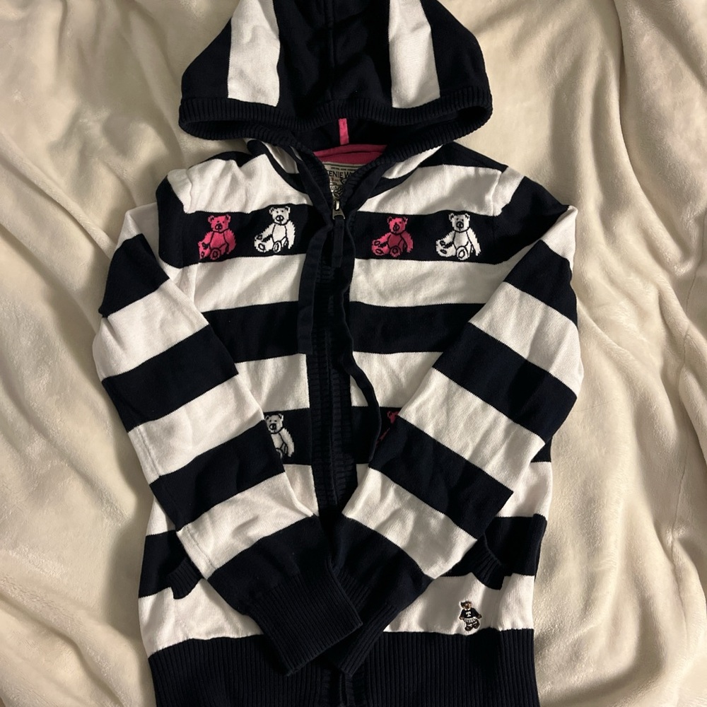 striped zip up sweater